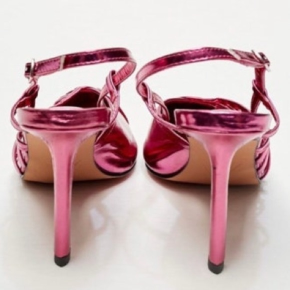 ZARA Metallic Pink Pointed High Heel Shoes With Medium Heel Size 41, 38 (F) - Picture 10 of 12